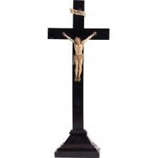 CROCIFISSO in legno ebanizzato con Cristo in osso
